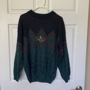 Hook England Knit Sweater Men’s Medium Green Forest Stream Mountain Hooks VTG